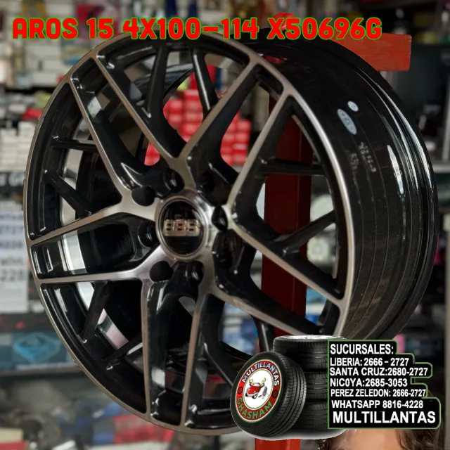 AROS 15X6.5 8X100-114 ET35 BM-BL 50696
