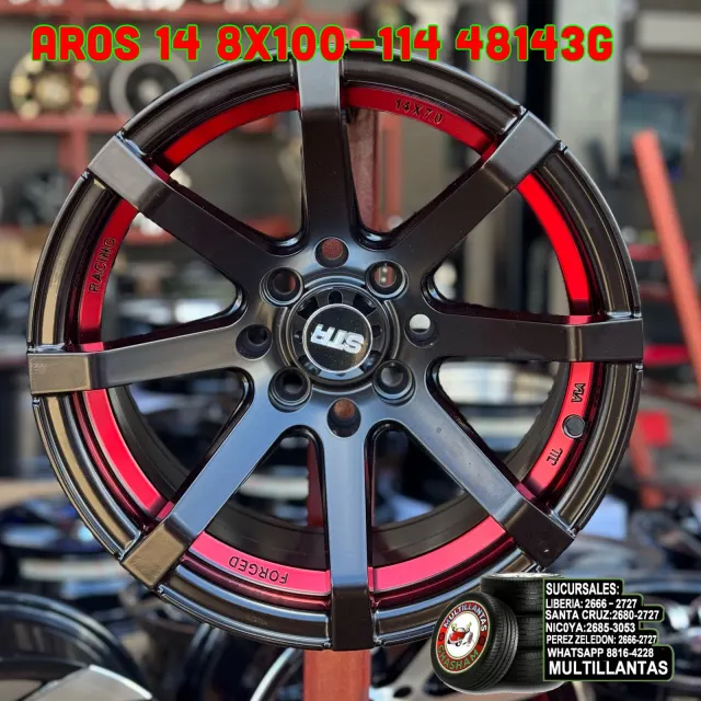 AROS 14X7 4X100-114 ET0 BM-RD 48143G