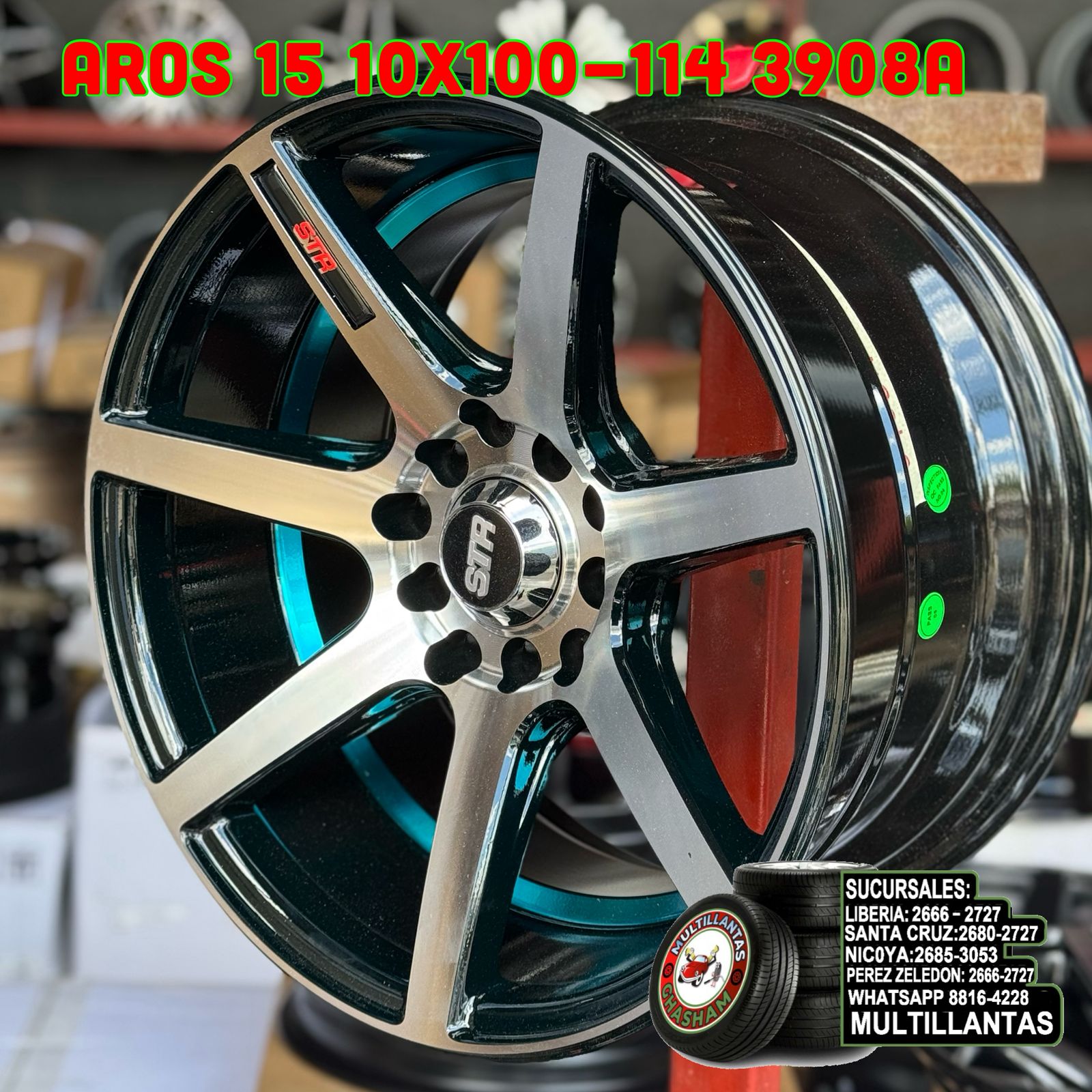 AROS 15X8 10X100-114 BLK 3908